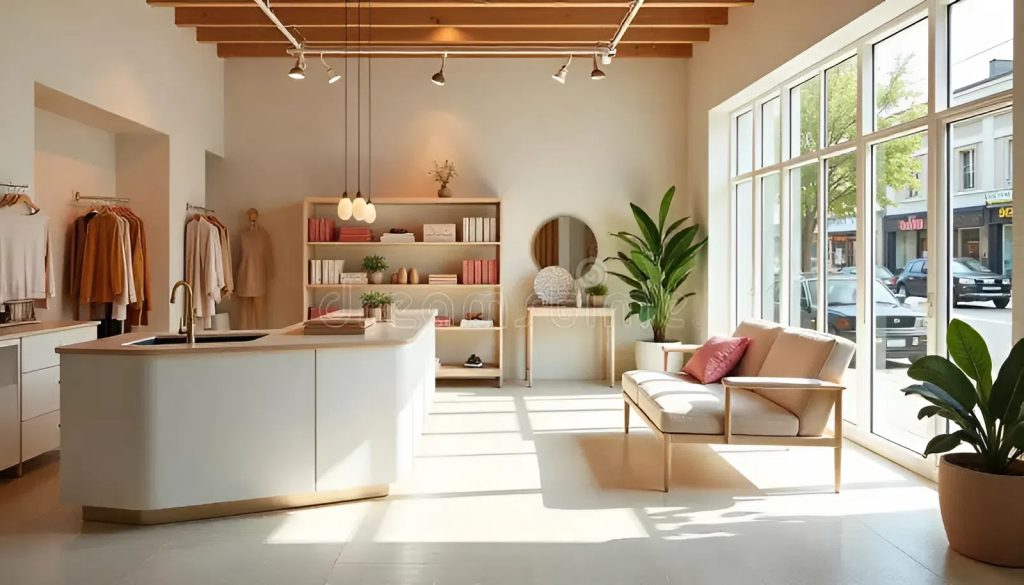 Retail boutique with neutral interior colors and natural light, painted by an expert painter in Honolulu, HI