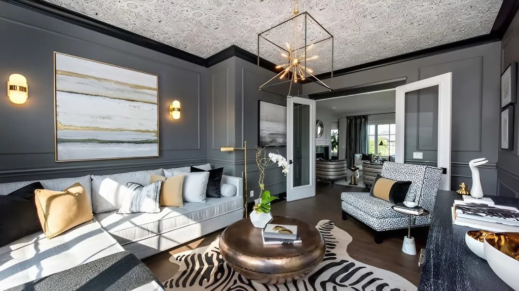 Deep gray walls with a smooth finish and detailed trim work by a painting company in Kaneohe, HI